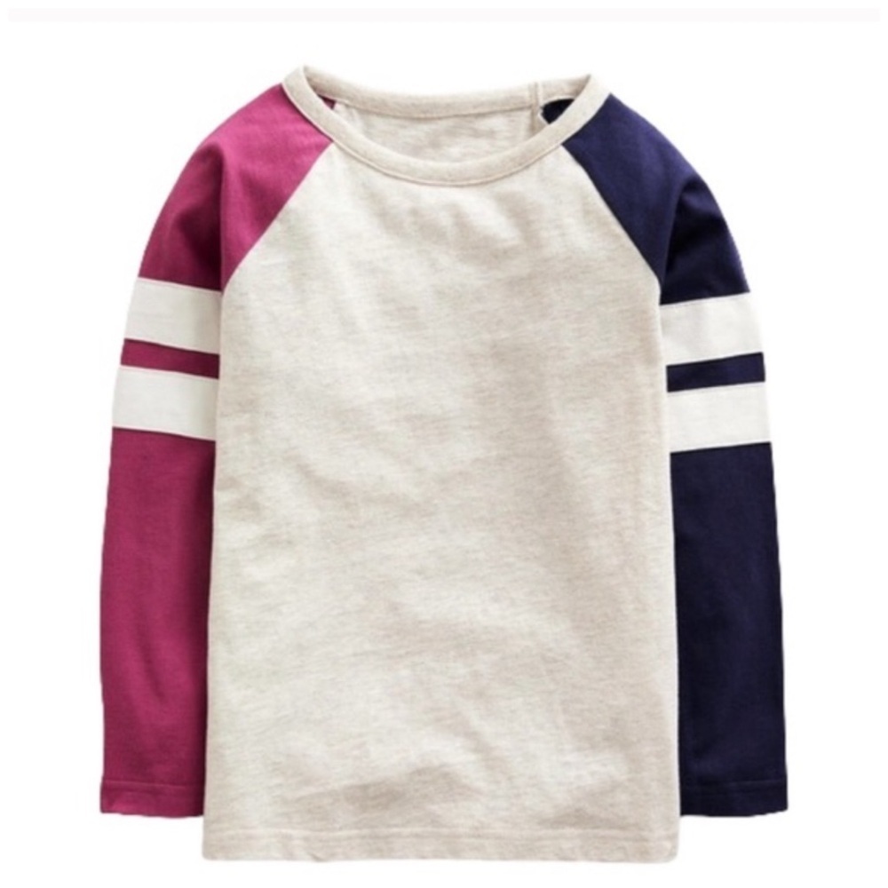MINI BODEN • Oat with Navy and Berry Colorblock Raglan T-Shirt Top
NWT